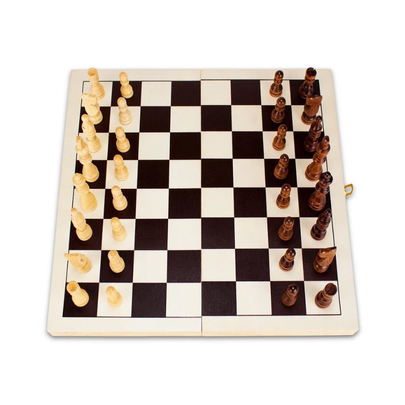 14in Natural Wooden Folding Chess Game With 3.jpg