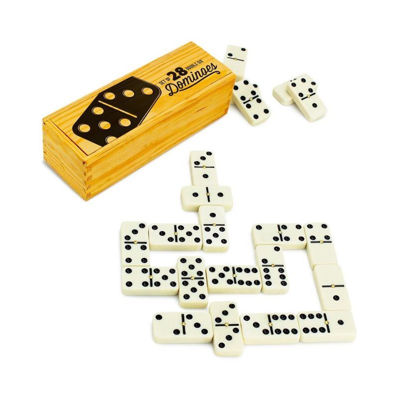 Set Of 28 Double Six Dominoes With Brass Spinners 3.jpg